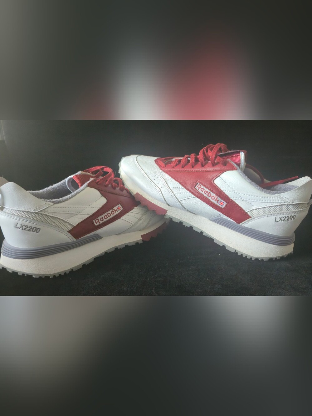 Reebok Men's Classic White and Burgundy Leather Sneakers - Picture 9 of 9